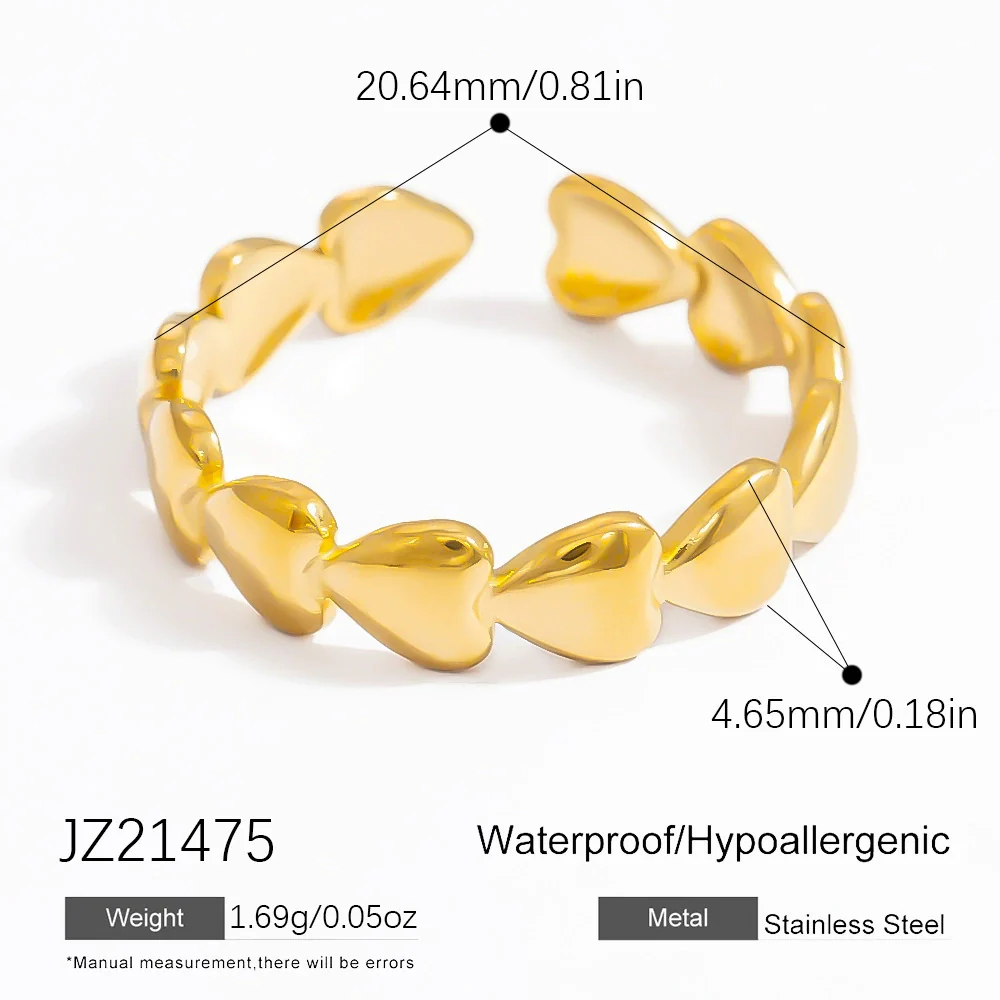 Wholesale Geometric Stainless Steel And Titanium Steel Electroplated 18K Gold Women's Ring - Image 7