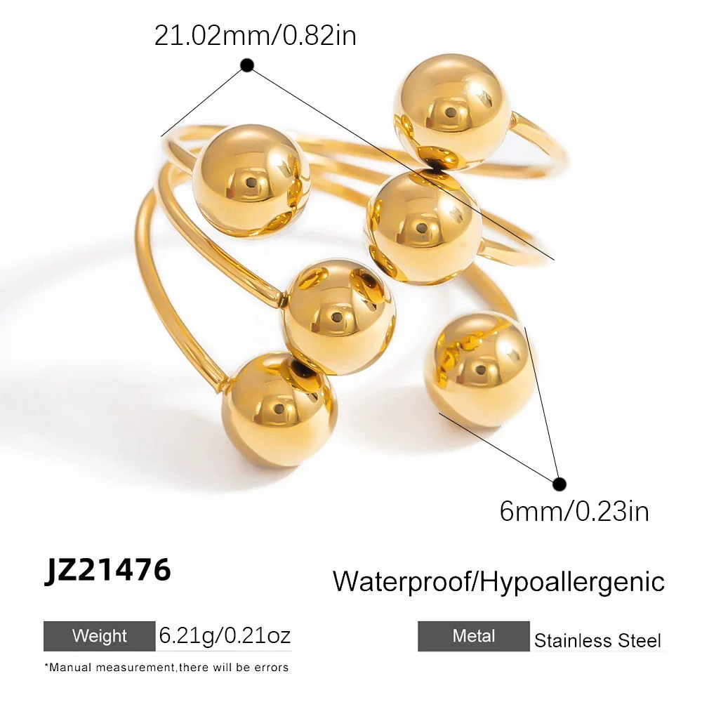 Wholesale Geometric Stainless Steel And Titanium Steel Electroplated 18K Gold Women's Ring - Image 9