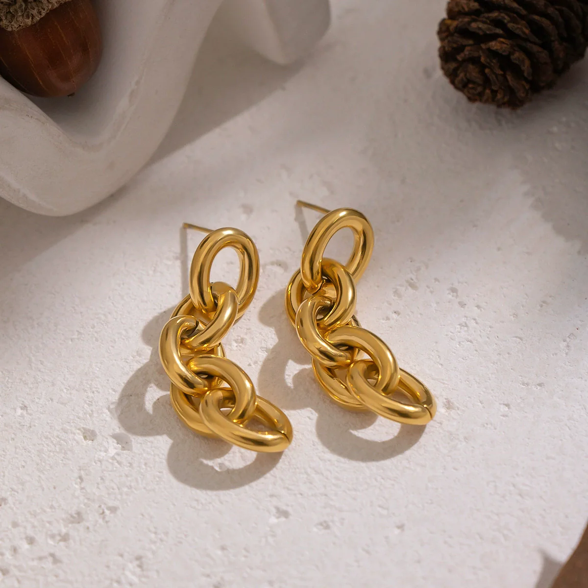 Wholesale Geometric Stainless Steel Earrings With Pvd Furnace Vacuum Real Gold Plating For Women - Image 2