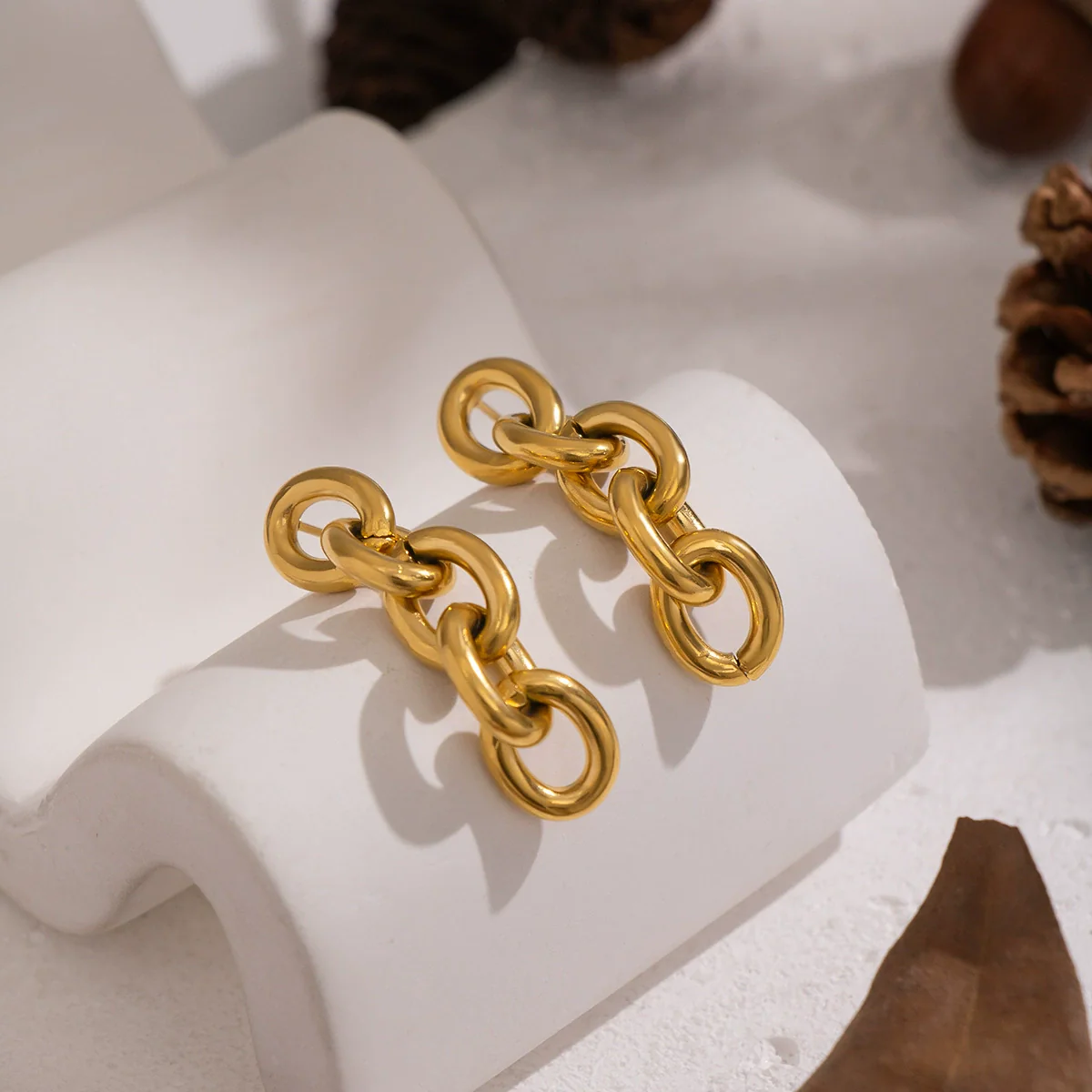 Wholesale Geometric Stainless Steel Earrings With Pvd Furnace Vacuum Real Gold Plating For Women - Image 3