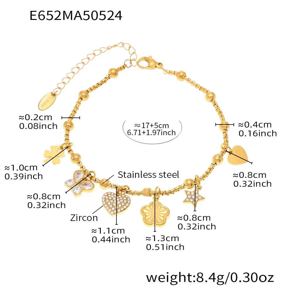 Wholesale Geometric Stainless Steel Electroplated 18K Real Gold 5A Zircon Diy Bracelet Anklet Jewelry For Women - Image 19
