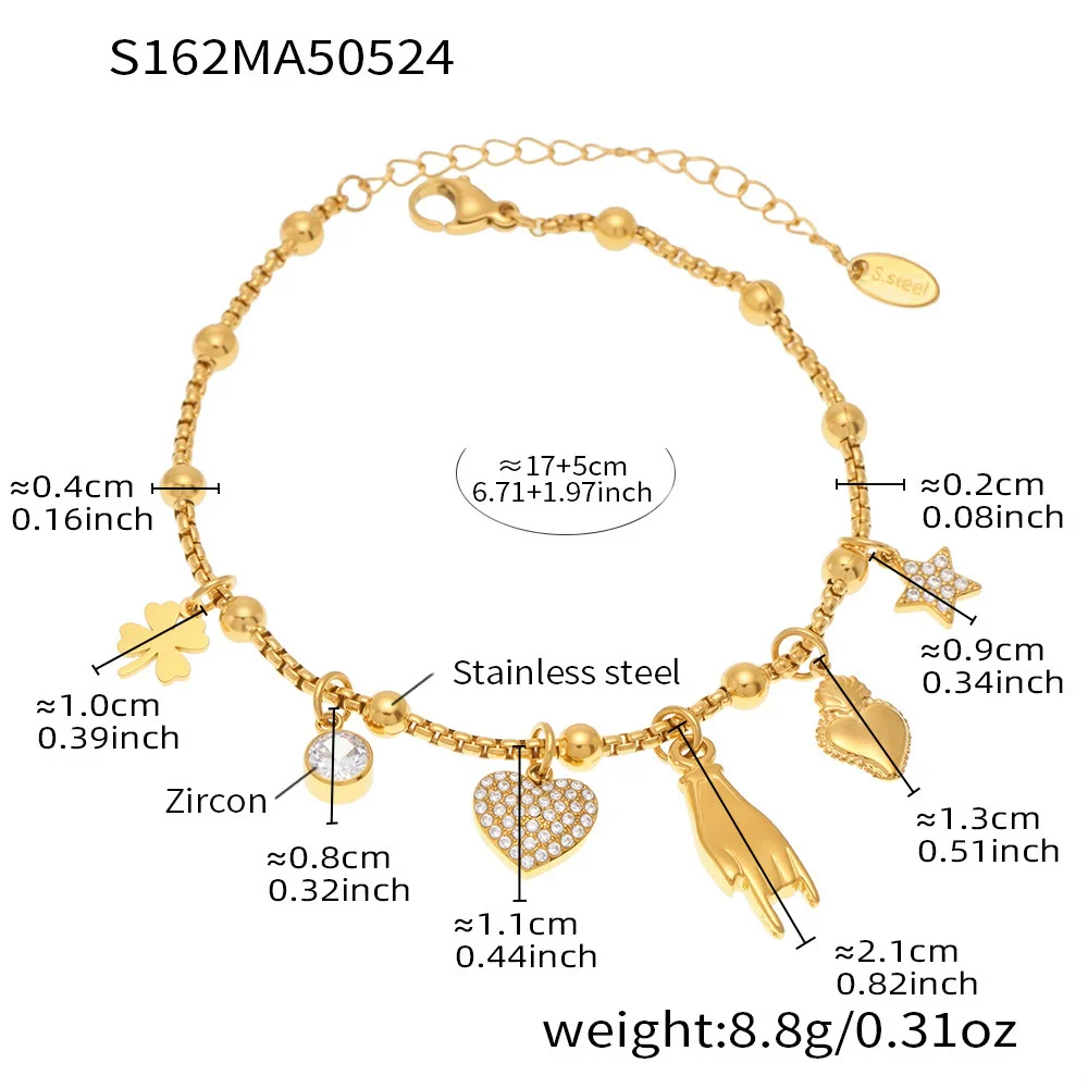 Wholesale Geometric Stainless Steel Electroplated 18K Real Gold 5A Zircon Diy Bracelet Anklet Jewelry For Women - Image 22