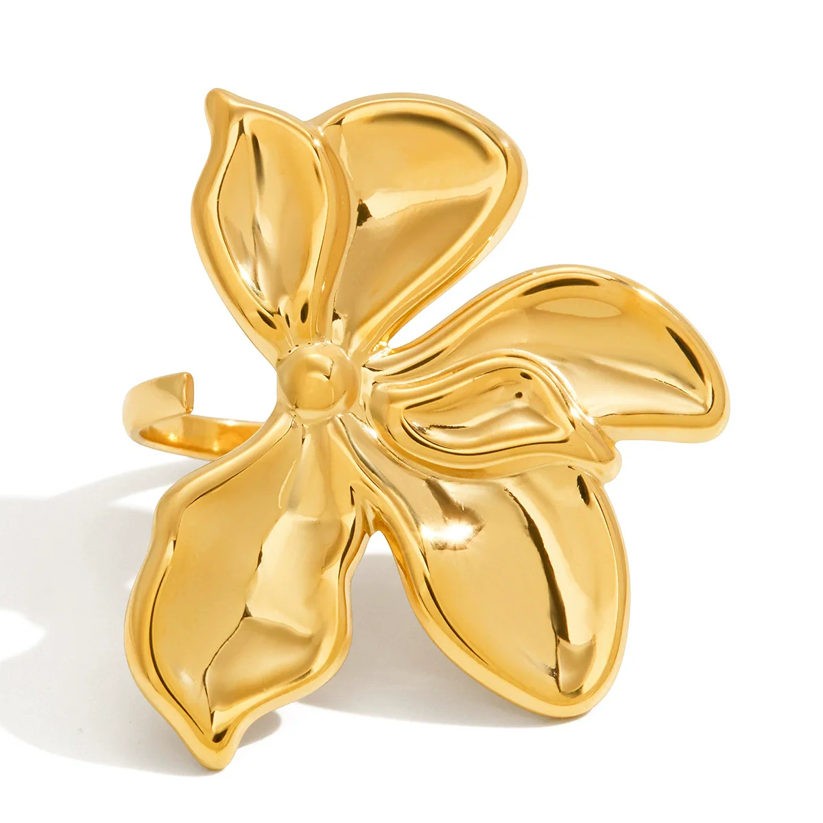 Wholesale Geometric Stainless Steel Electroplated Flower Ring Jewelry For Women - Image 5