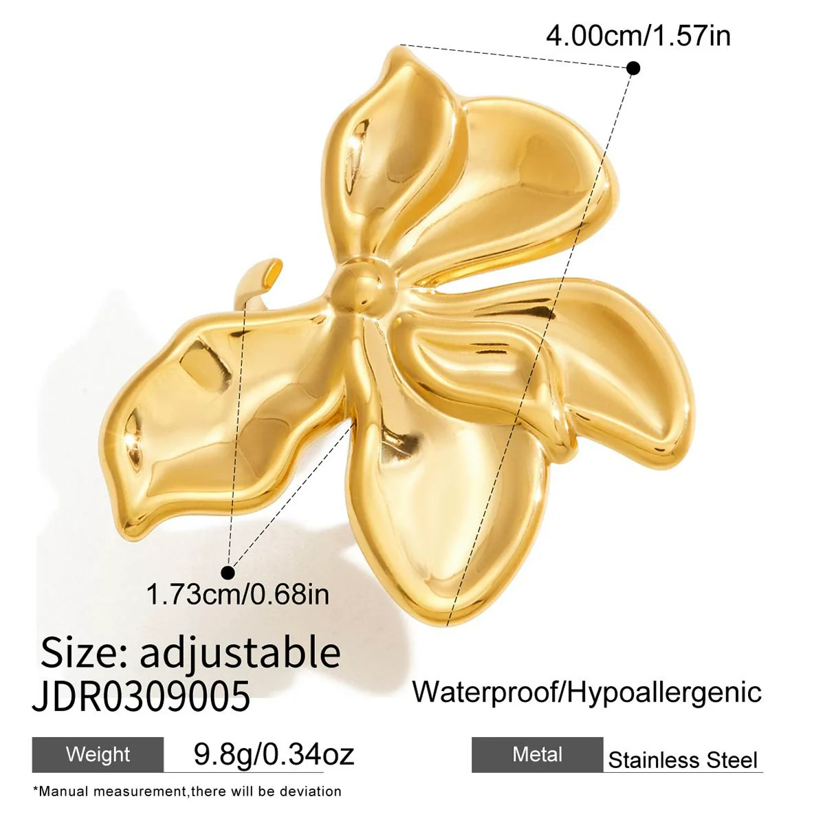 Wholesale Geometric Stainless Steel Electroplated Flower Ring Jewelry For Women - Image 6