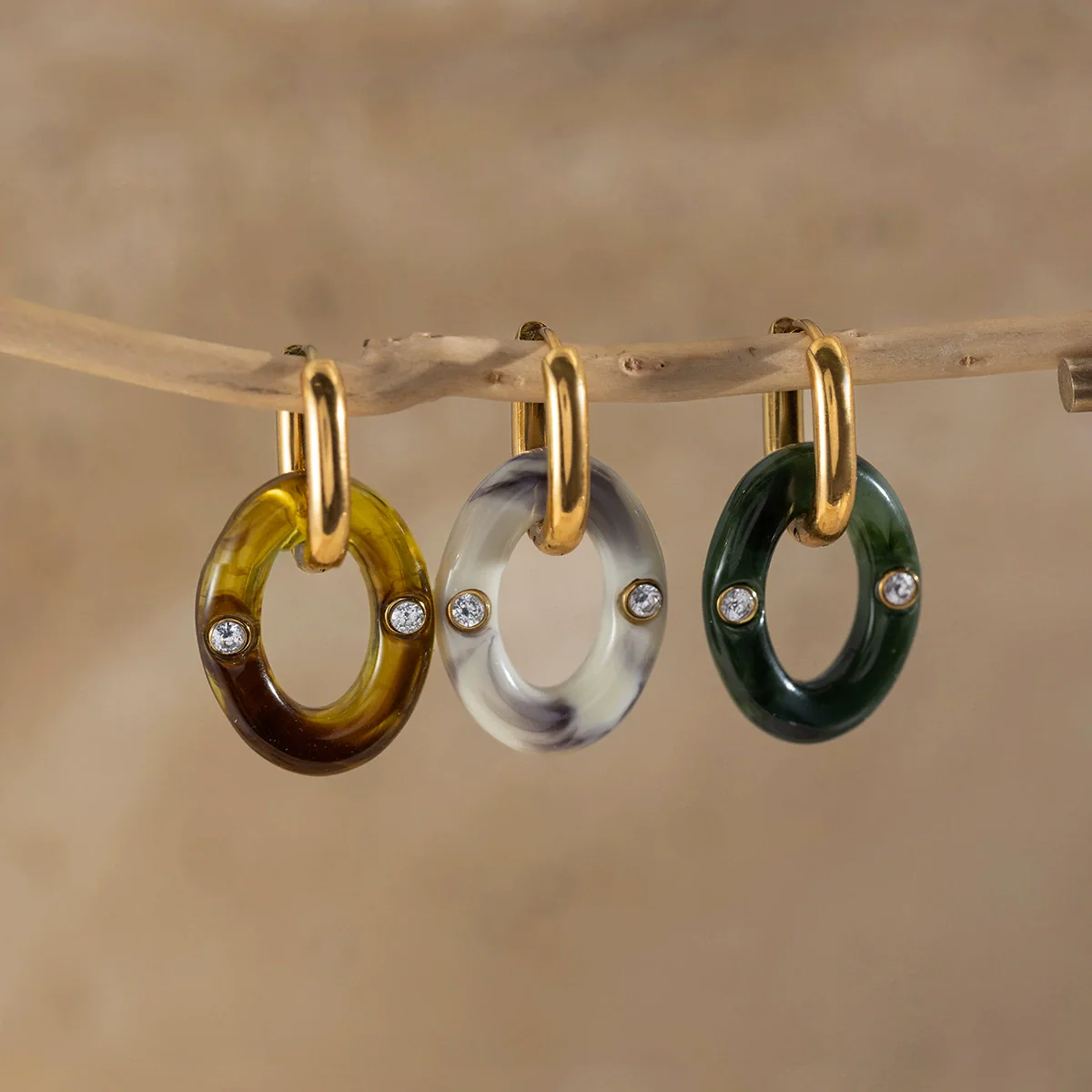Wholesale Geometric Stainless Steel Electroplated Hoop Earrings For Women