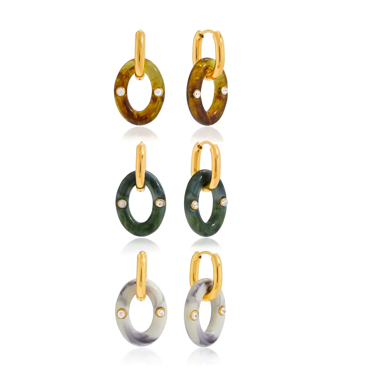 Wholesale Geometric Stainless Steel Electroplated Hoop Earrings For Women - Image 5