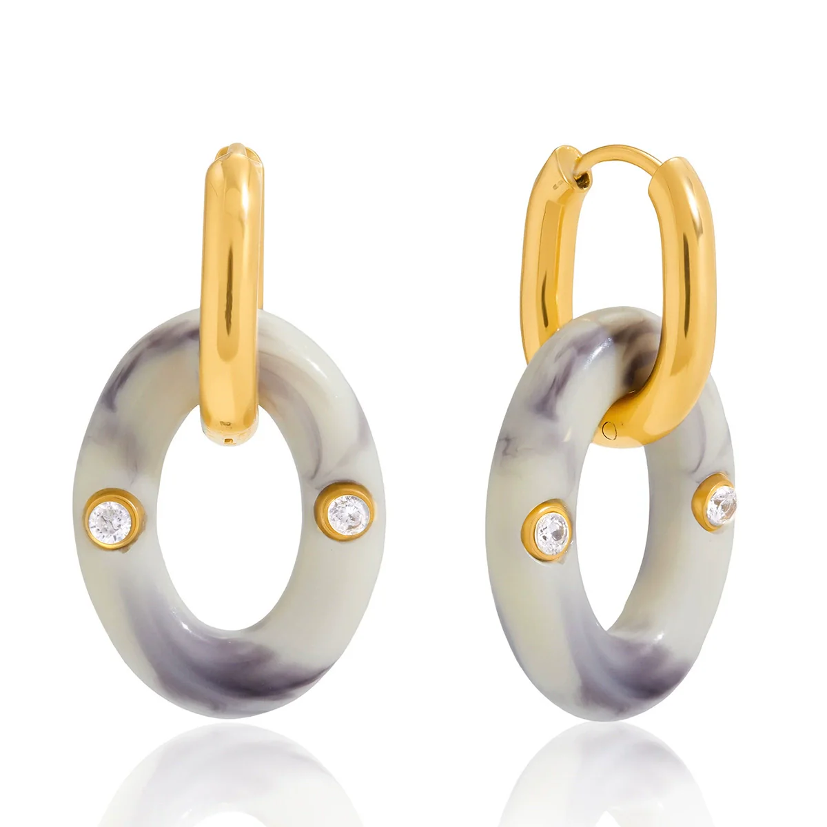 Wholesale Geometric Stainless Steel Electroplated Hoop Earrings For Women - Image 8