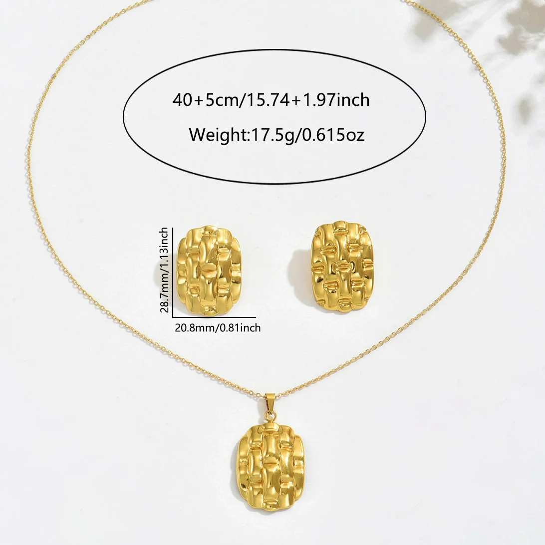 Wholesale Geometric Stainless Steel Electroplated Jewelry Set For Women Necklaces And Earrings - Image 4