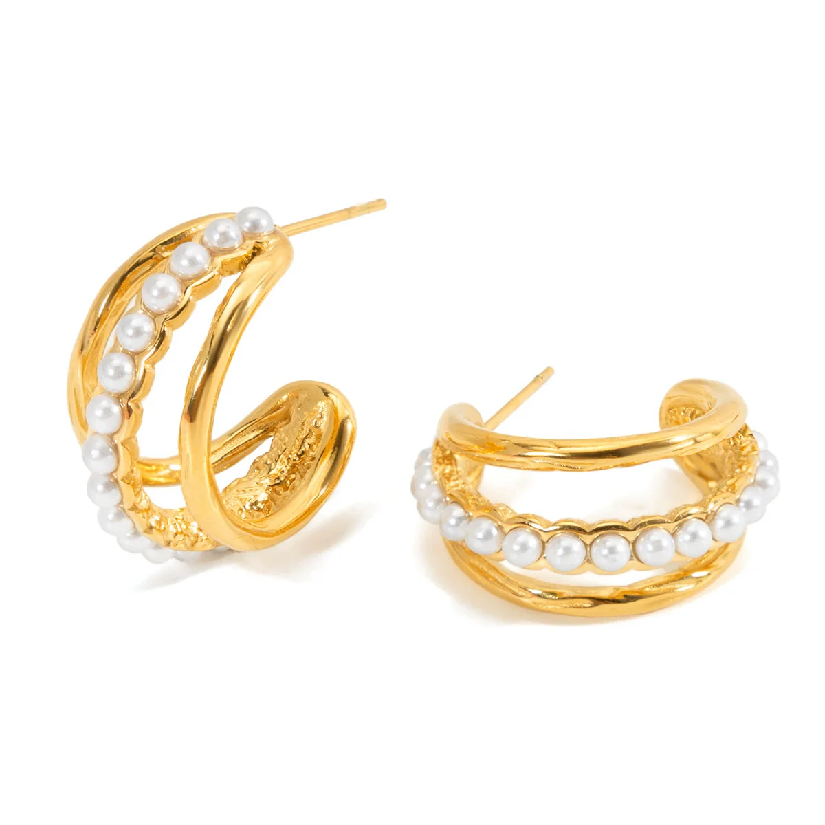 Wholesale Geometric Stainless Steel Electroplated Microencrusted Hoop Earrings For Women - Image 5