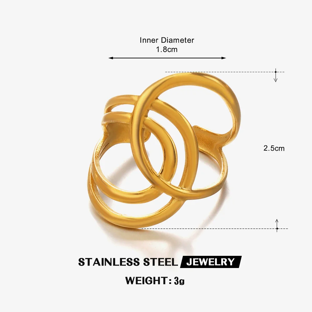 Wholesale Geometric Stainless Steel Electroplated Open Ring For Women - Image 6