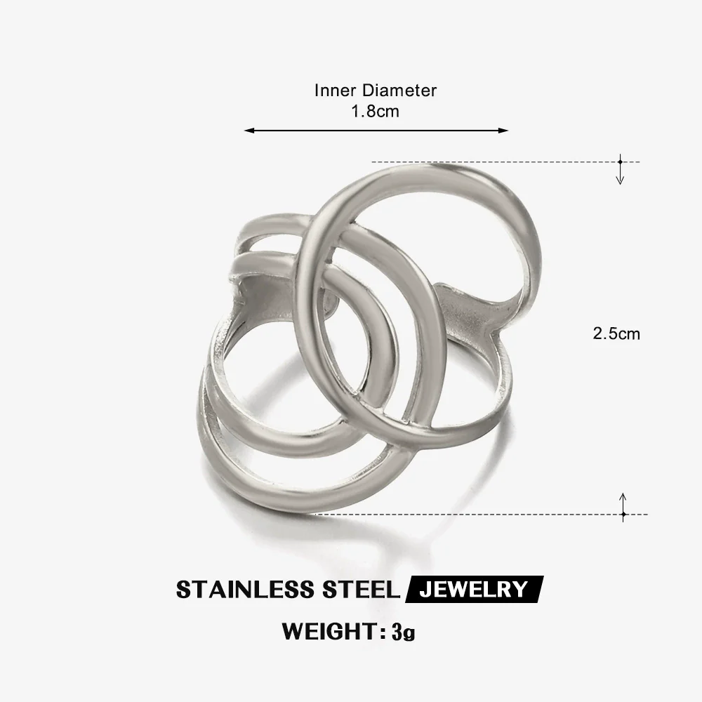 Wholesale Geometric Stainless Steel Electroplated Open Ring For Women - Image 7