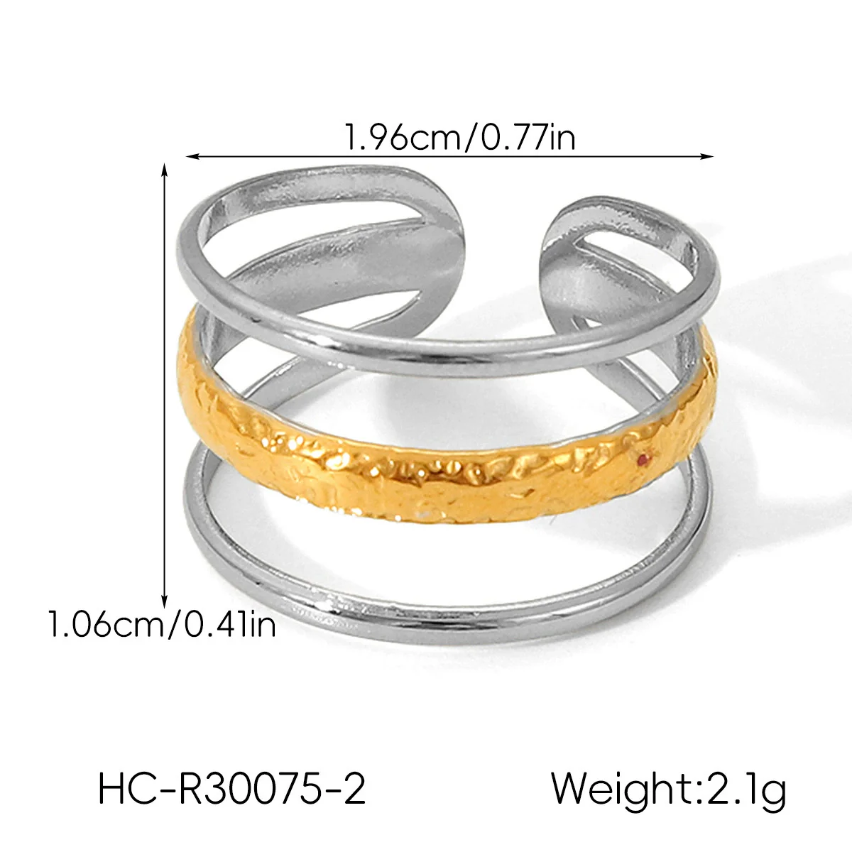 Wholesale Geometric Stainless Steel Electroplated Open Rings For Women - Image 11