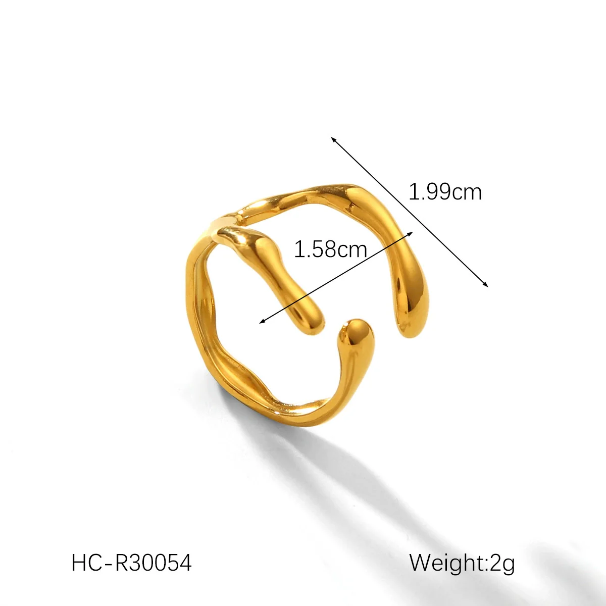Wholesale Geometric Stainless Steel Electroplated Open Rings For Women - Image 19