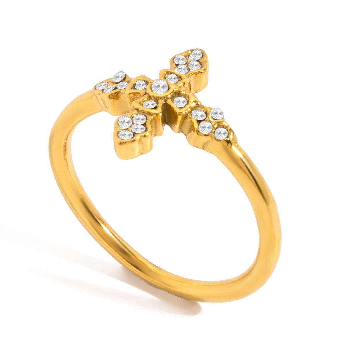 Wholesale Geometric Stainless Steel Electroplated Women's Cross Ring Accessories - Image 3