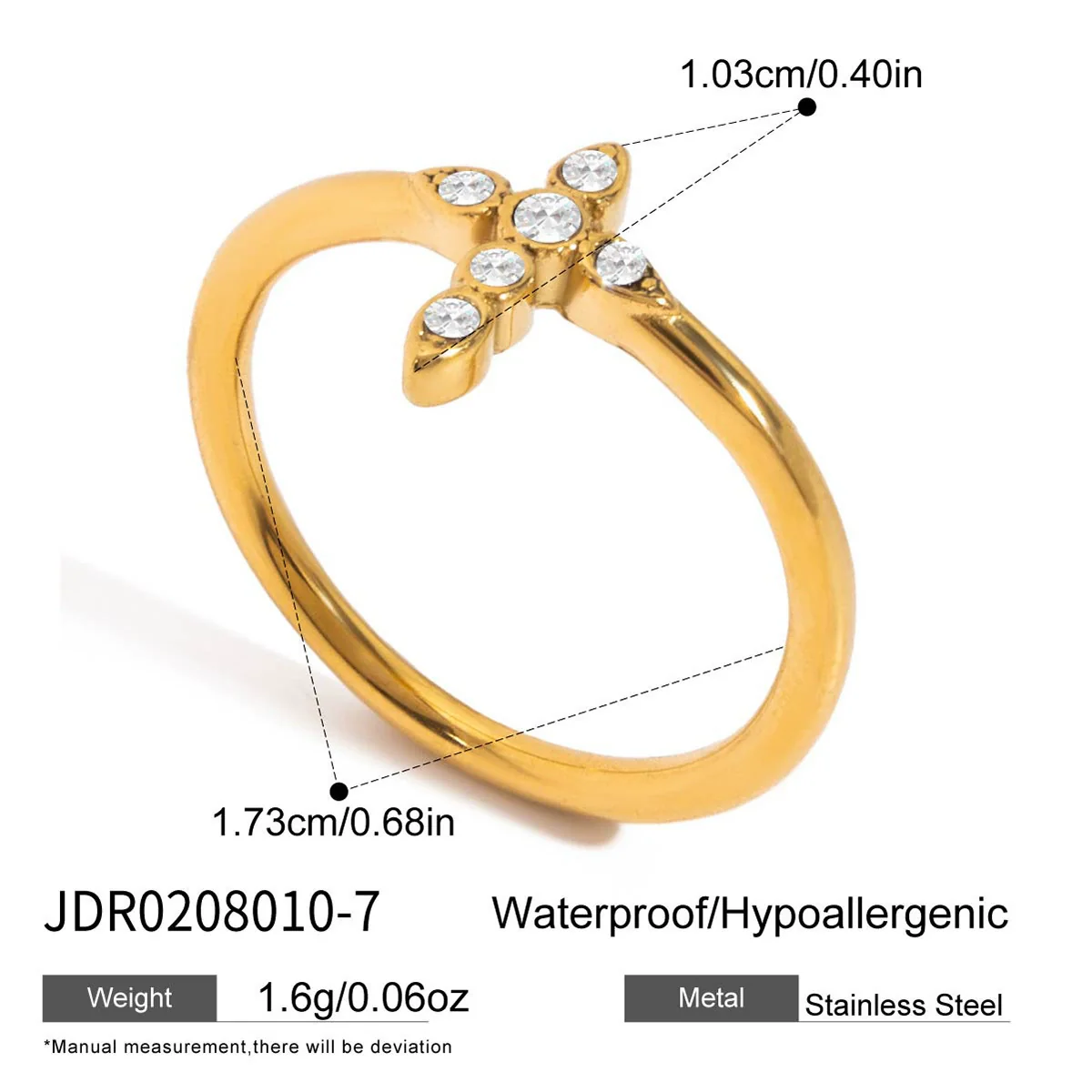 Wholesale Geometric Stainless Steel Electroplated Women's Cross Ring Accessories - Image 8