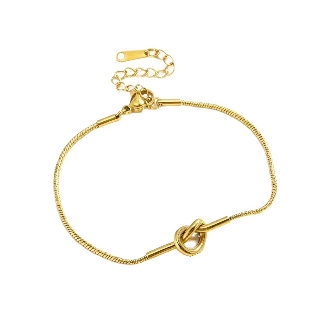 Wholesale Geometric Stainless Steel Gold Plated Knotted Snake Chain Bracelet For Women - Image 5