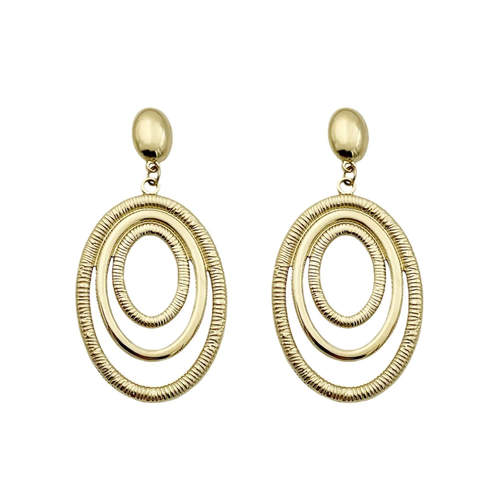 Wholesale Geometric Stainless Steel Goldplated Round Earrings For Women - Image 5