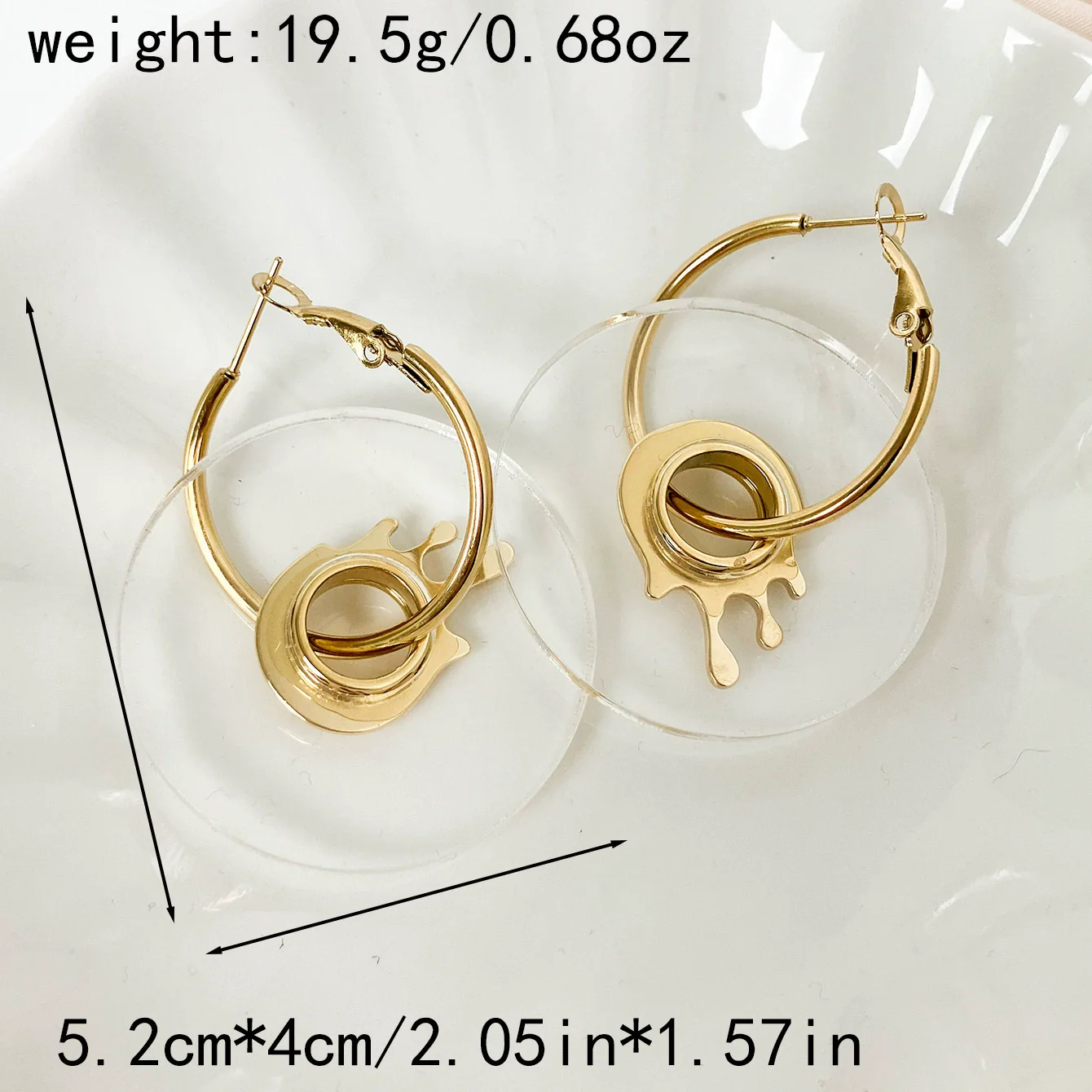 Wholesale Geometric Stainless Steel Goldplated Round Earrings For Women - Image 8