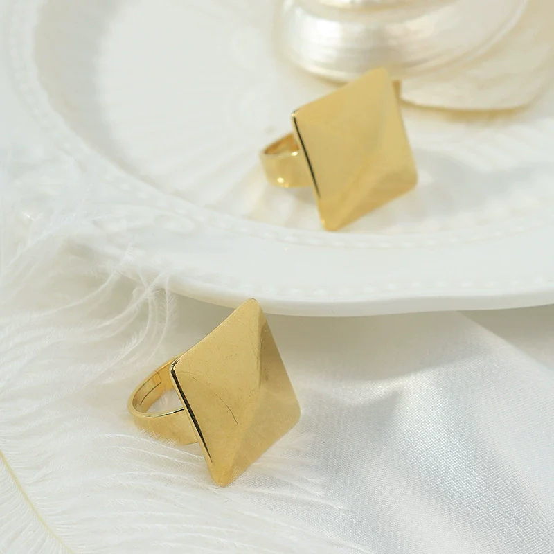 Wholesale Geometric Stainless Steel Opening Ring 14K Goldplated For Women