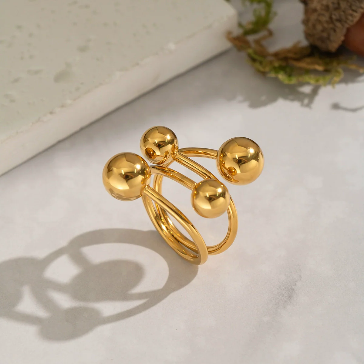 Wholesale Geometric Stainless Steel Real Gold Plated Ring Jewelry For Girls - Image 4