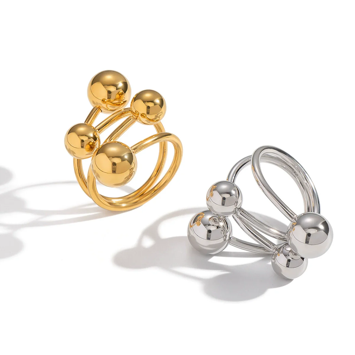 Wholesale Geometric Stainless Steel Real Gold Plated Ring Jewelry For Girls - Image 5