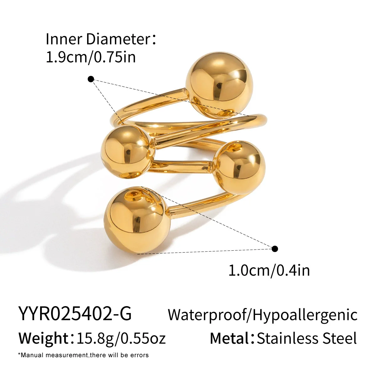 Wholesale Geometric Stainless Steel Real Gold Plated Ring Jewelry For Girls - Image 6