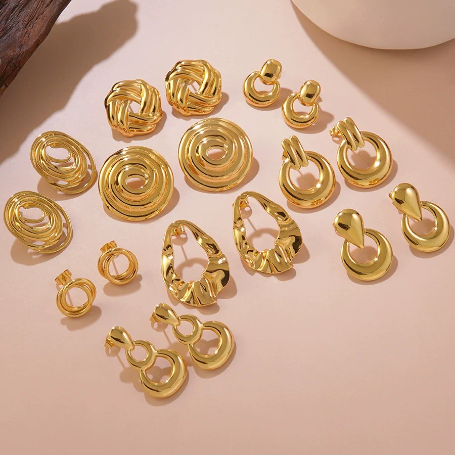 Wholesale Geometric Stainless Steel Stamped Earrings For Women