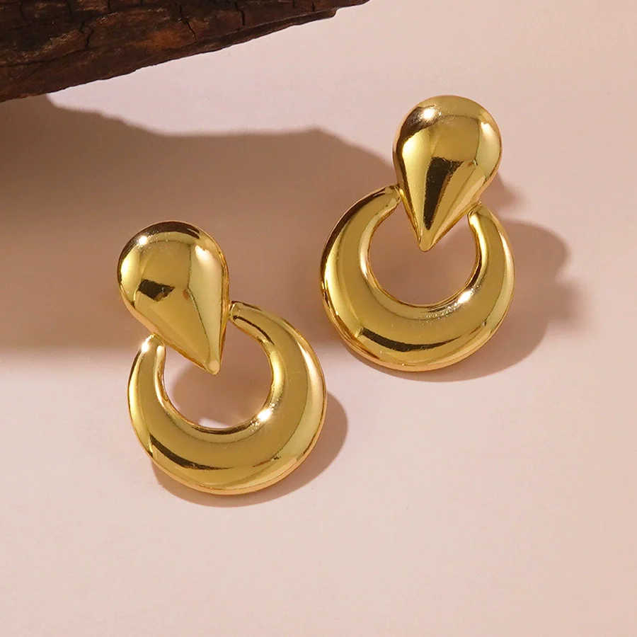 Wholesale Geometric Stainless Steel Stamped Earrings For Women - Image 10