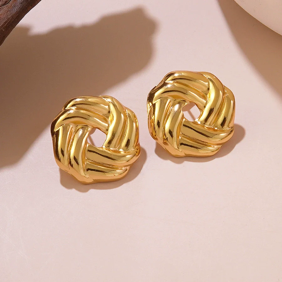 Wholesale Geometric Stainless Steel Stamped Earrings For Women - Image 2