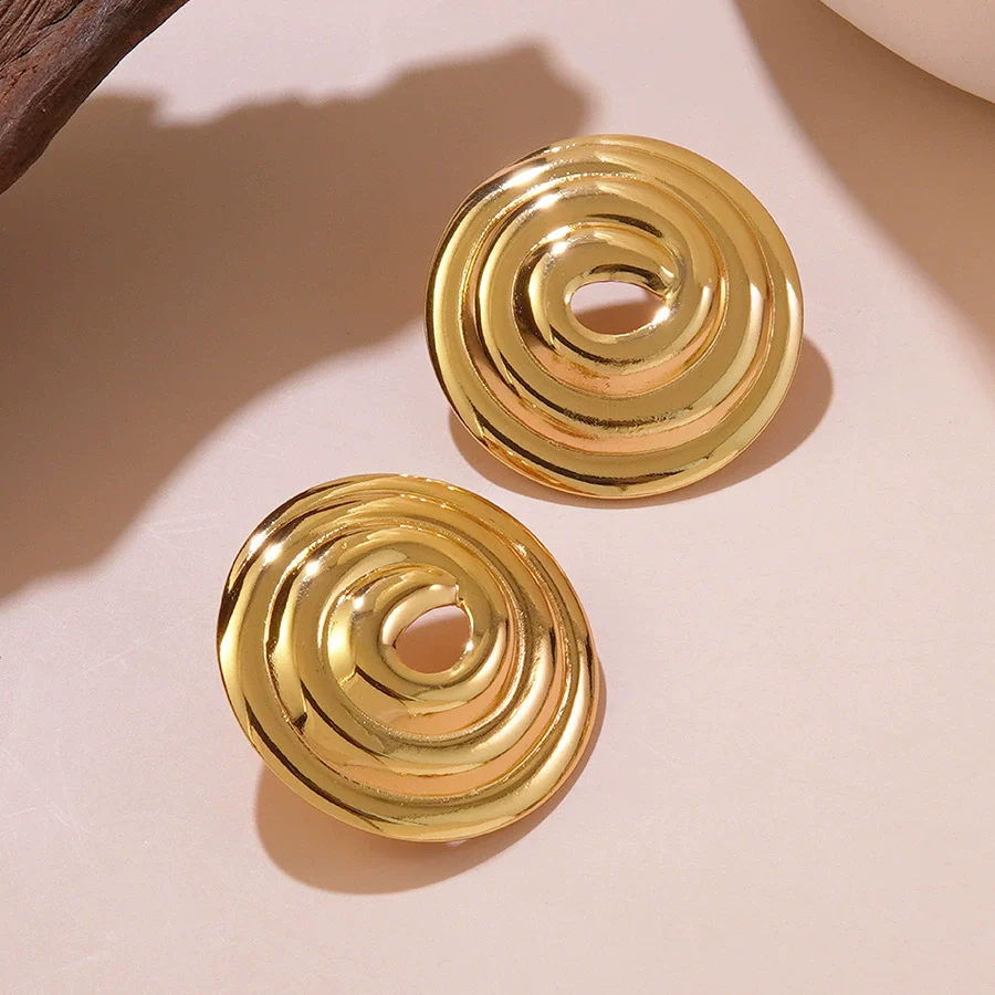 Wholesale Geometric Stainless Steel Stamped Earrings For Women - Image 3