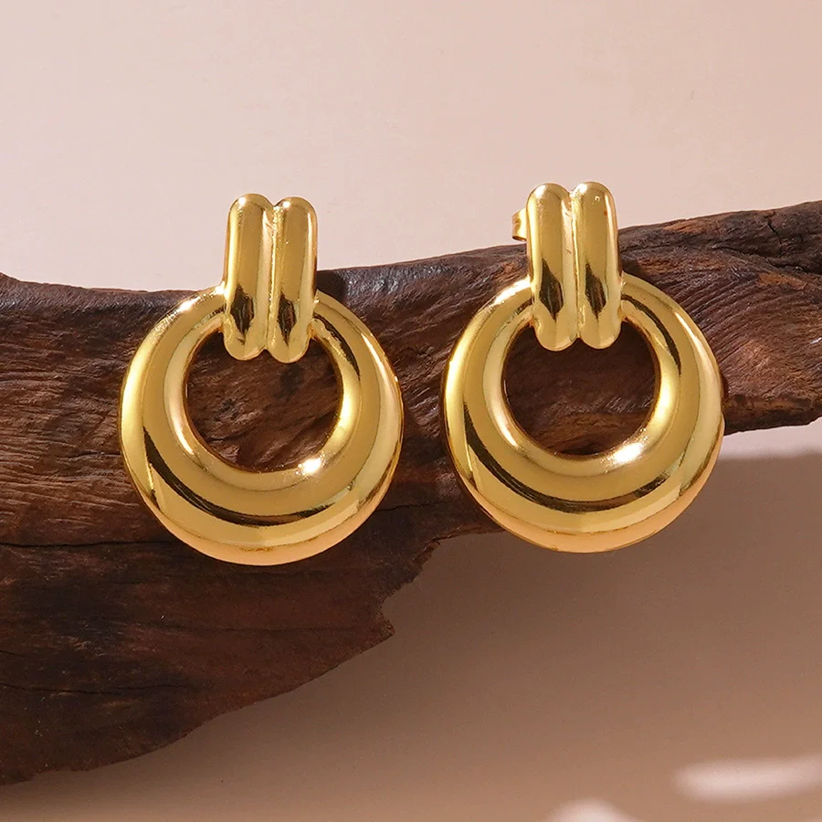 Wholesale Geometric Stainless Steel Stamped Earrings For Women - Image 4