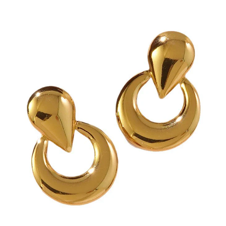 Wholesale Geometric Stainless Steel Stamped Earrings For Women - Image 5