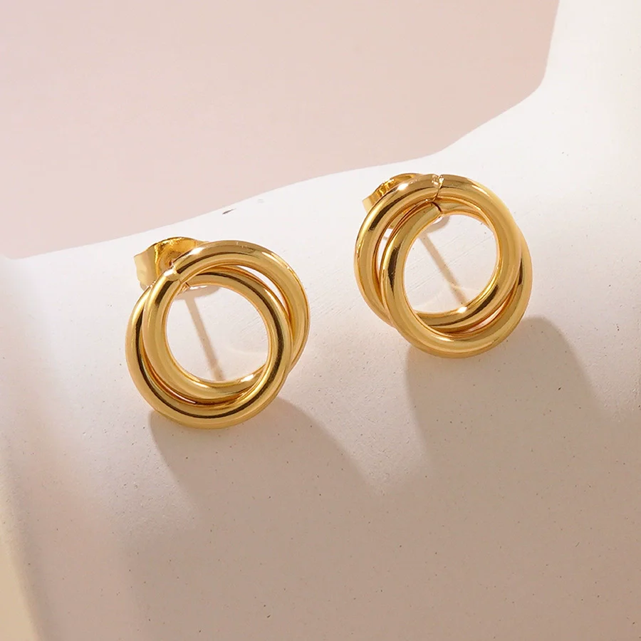 Wholesale Geometric Stainless Steel Stamped Earrings For Women - Image 6