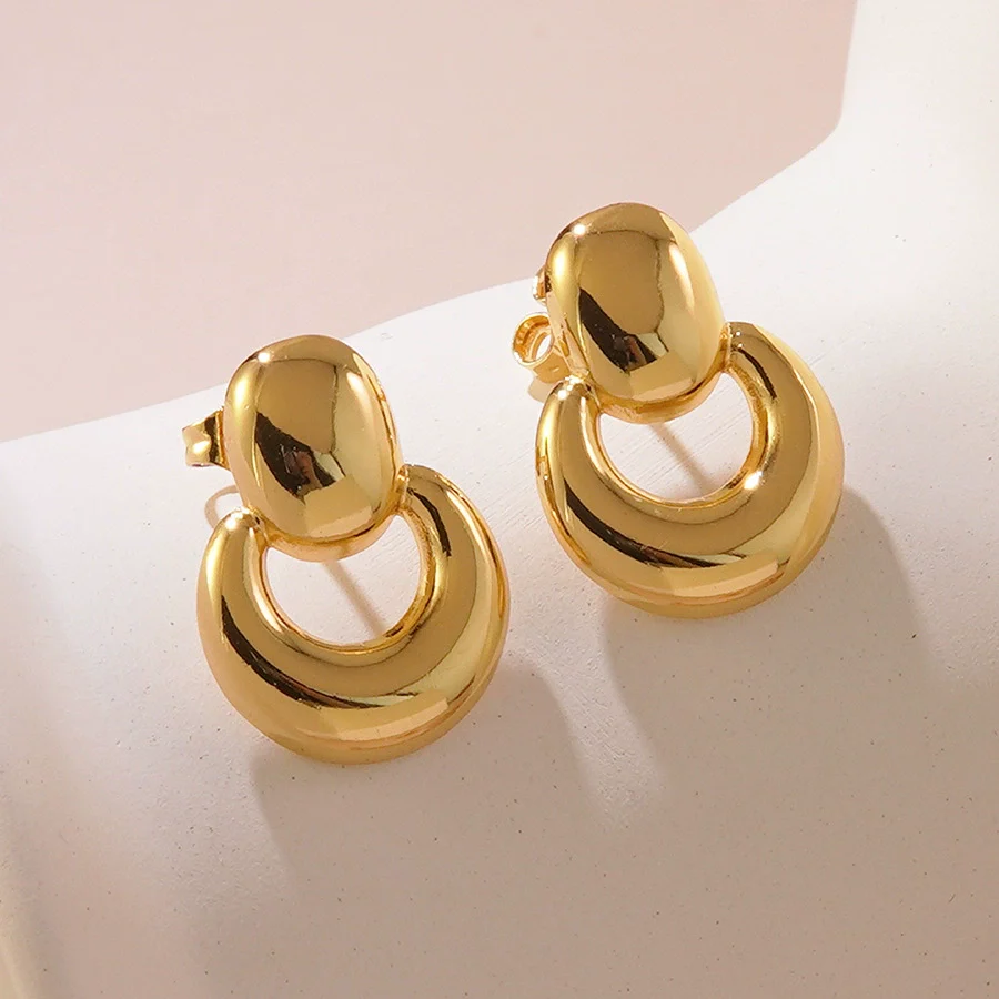 Wholesale Geometric Stainless Steel Stamped Earrings For Women - Image 8