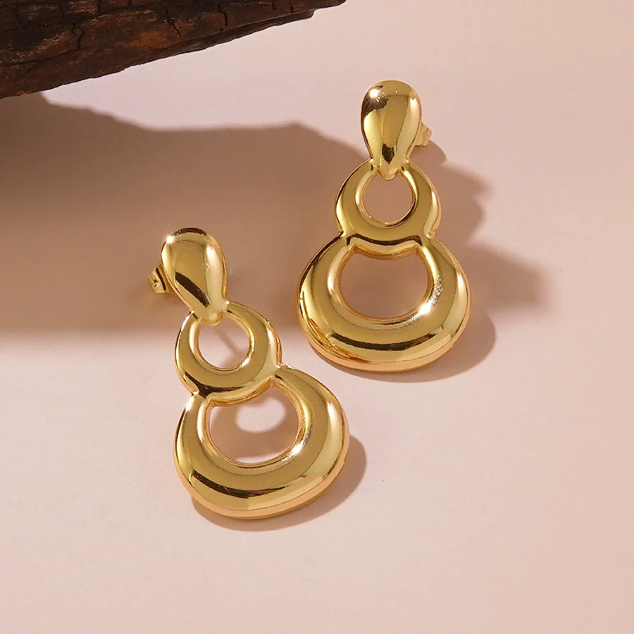 Wholesale Geometric Stainless Steel Stamped Earrings For Women - Image 9