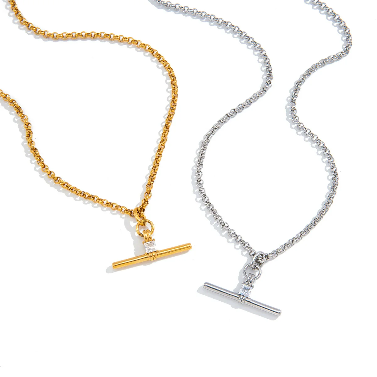 Wholesale Geometric Stainless Steel Women's Necklace With Pvd Furnace Vacuum Real Gold Plating - Image 5