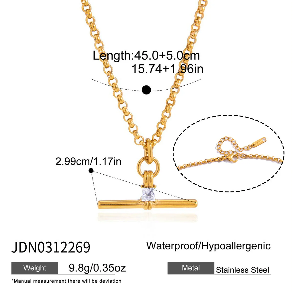 Wholesale Geometric Stainless Steel Women's Necklace With Pvd Furnace Vacuum Real Gold Plating - Image 6