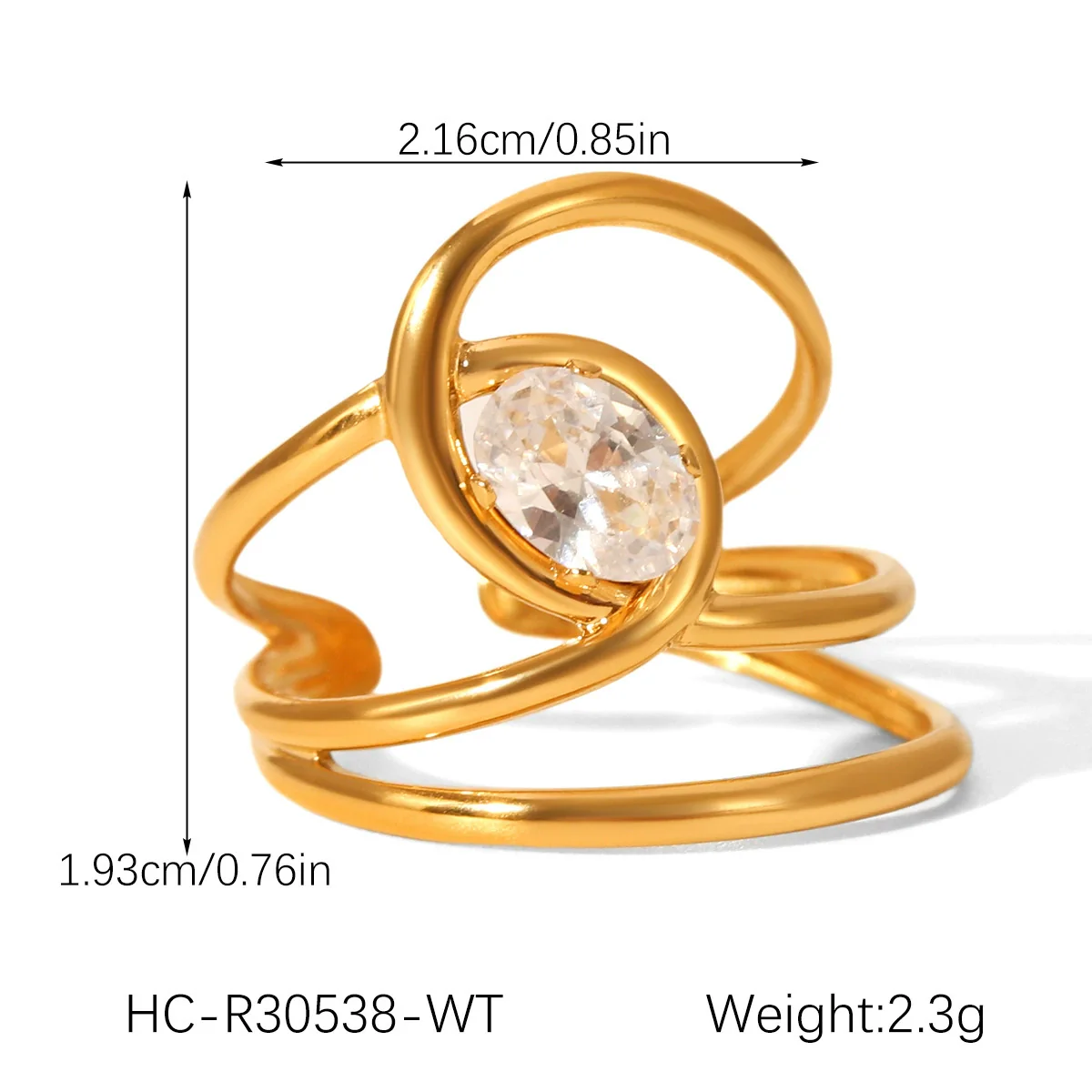 Wholesale Geometric Stainless Steel Zirconia Inlaid Open Ring For Women Couple Jewelry - Image 11