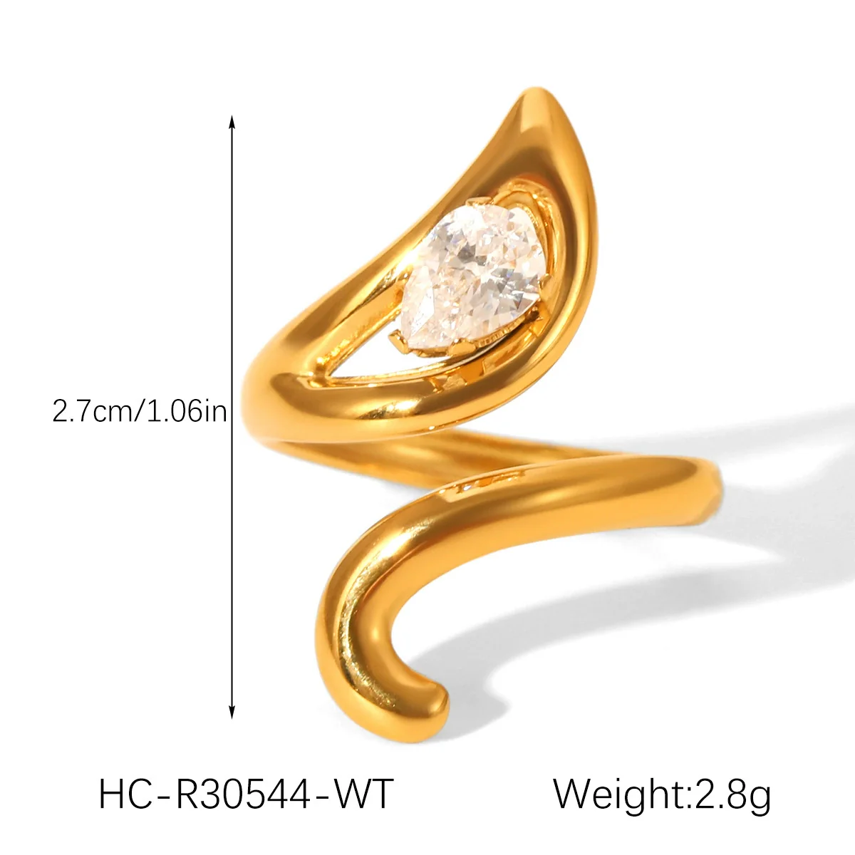 Wholesale Geometric Stainless Steel Zirconia Inlaid Open Ring For Women Couple Jewelry - Image 22