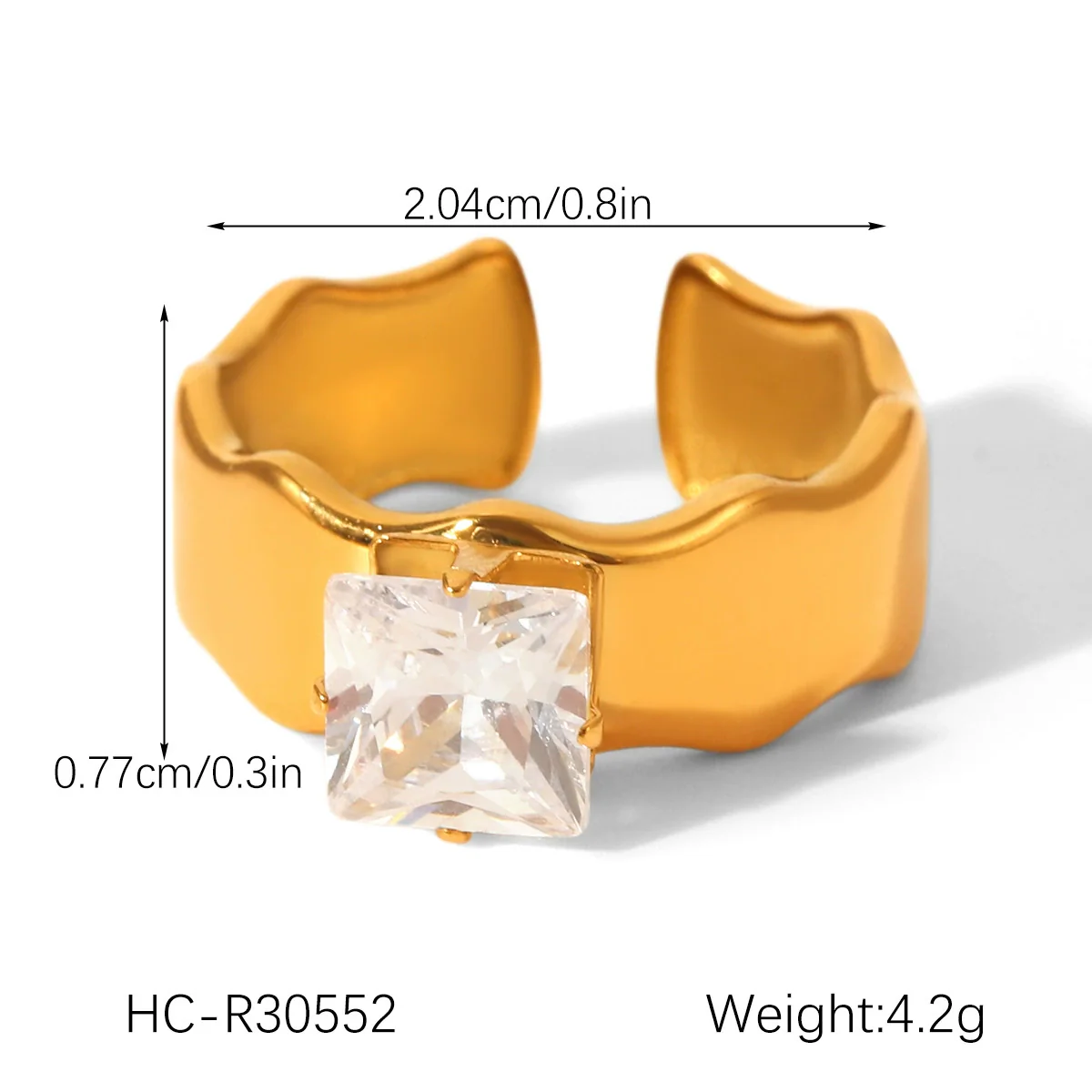Wholesale Geometric Stainless Steel Zirconia Inlaid Open Ring For Women Couple Jewelry - Image 8