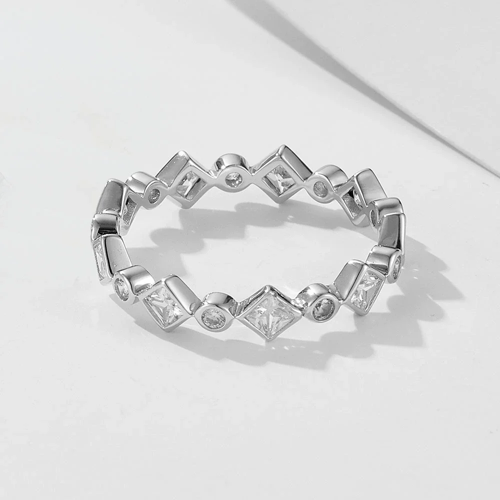 Wholesale Geometric Sterling Silver Diamond Ring For Women - Image 6