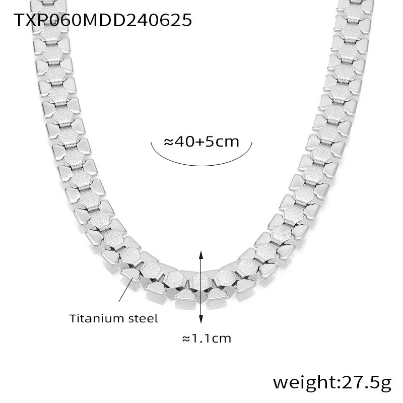Wholesale Geometric Stitching 18K Gold Plated Titanium Steel Necklace And Bracelet Set For Women - Image 8