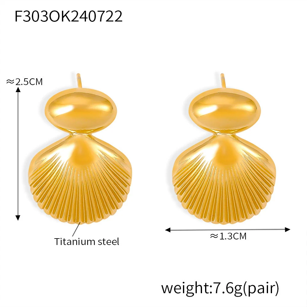 Wholesale Geometric Stitching Titanium Steel 18K Gold Plated Earrings For Women - Image 6