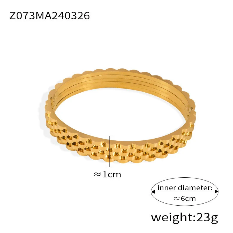 Wholesale Geometric Style Goldplated Titanium Steel Multilayer Stacked Women's Bracelet - Image 6