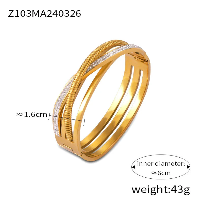 Wholesale Geometric Style Goldplated Titanium Steel Multilayer Stacked Women's Bracelet - Image 7