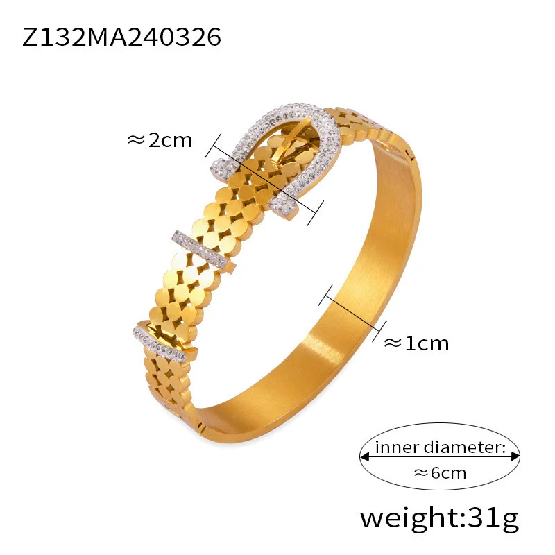 Wholesale Geometric Style Goldplated Titanium Steel Multilayer Stacked Women's Bracelet - Image 8