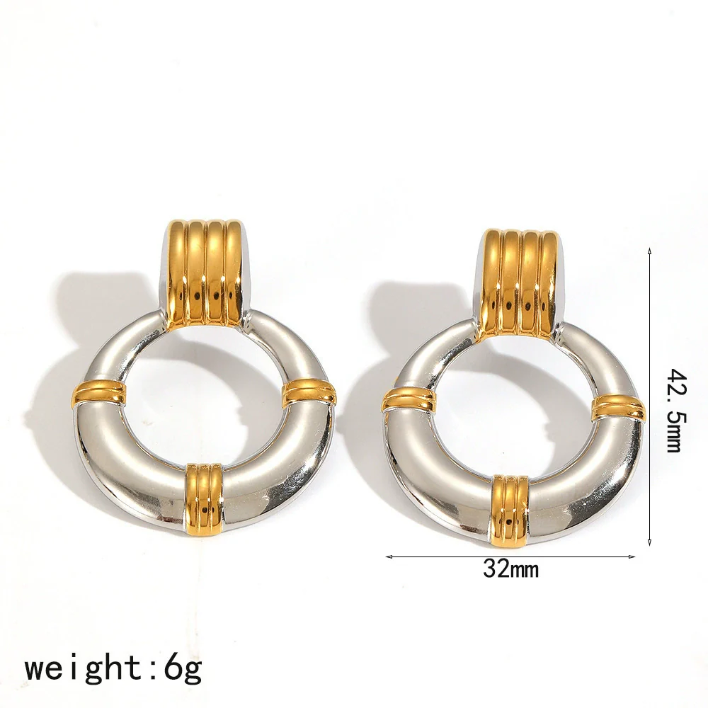 Wholesale Geometric Style Pvd Furnace Vacuum Real Gold Plated Stainless Steel Hoop Earrings For Women - Image 5