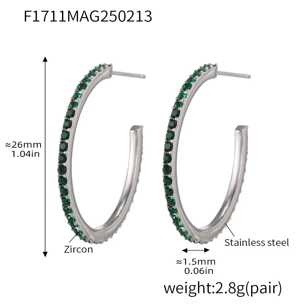 Wholesale Geometric Style Stainless Steel And Titanium Steel Inlaid Zircon Electroplated Earrings For Women - Image 11