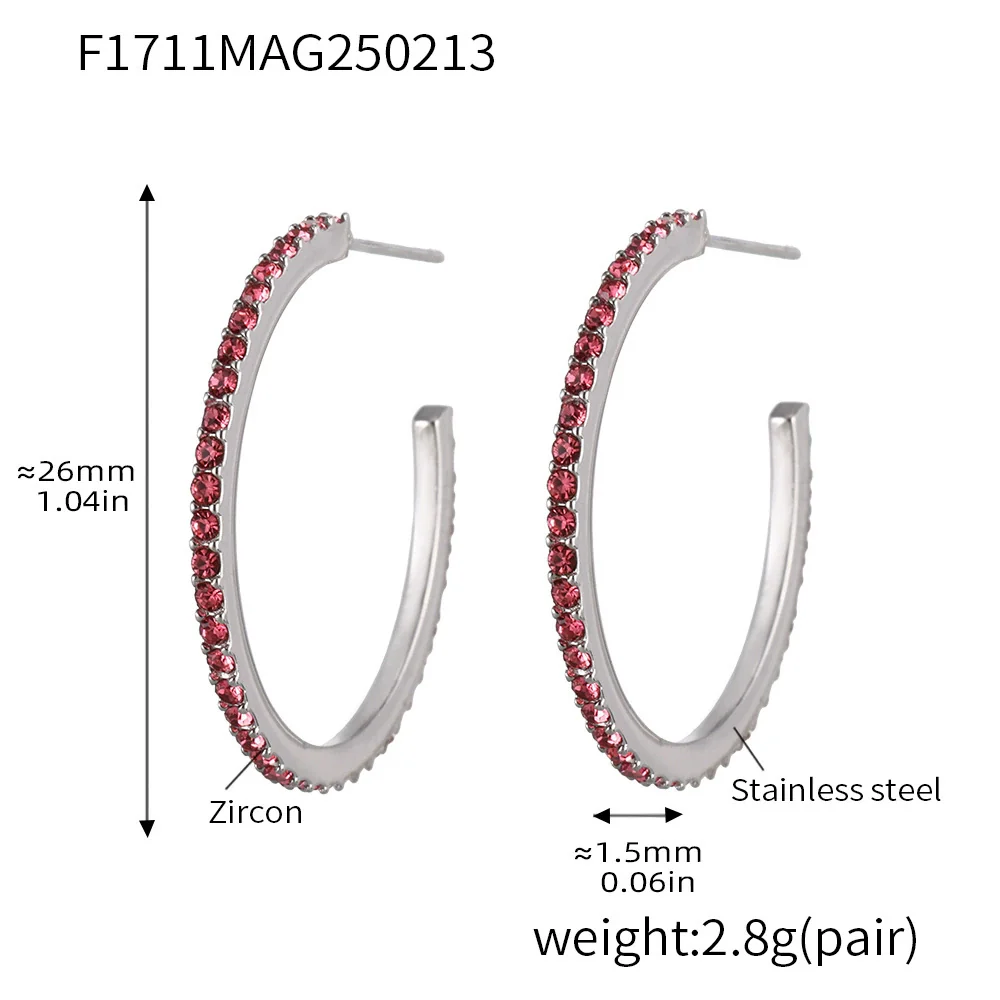 Wholesale Geometric Style Stainless Steel And Titanium Steel Inlaid Zircon Electroplated Earrings For Women - Image 12