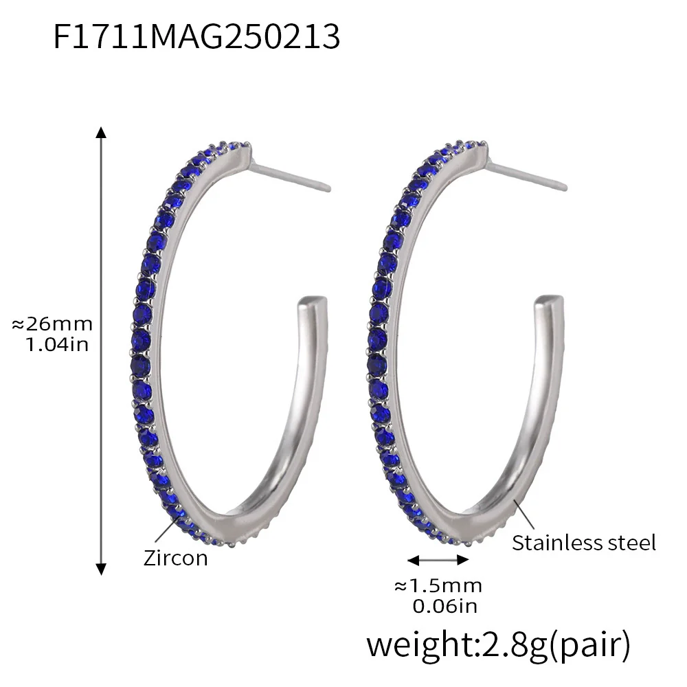 Wholesale Geometric Style Stainless Steel And Titanium Steel Inlaid Zircon Electroplated Earrings For Women - Image 13